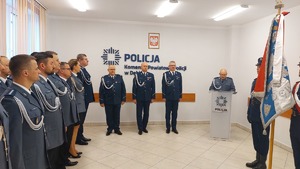 Uroczysta zbiórka w KPP Dębica, przekazanie obowiązków I Zastępcy Komendanta Powiatowego Policji w Dębicy, mł.insp. Piotrowi Janiec