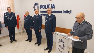 Uroczysta zbiórka w KPP Dębica, przekazanie obowiązków I Zastępcy Komendanta Powiatowego Policji w Dębicy, mł.insp. Piotrowi Janiec