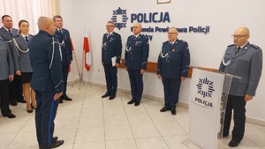 Uroczysta zbiórka w KPP Dębica, przekazanie obowiązków I Zastępcy Komendanta Powiatowego Policji w Dębicy, mł.insp. Piotrowi Janiec