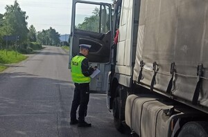 Policjant podczas kontroli drogowej