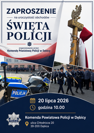 Plakat zapraszający na Powiatowe Obchody Święta Policji